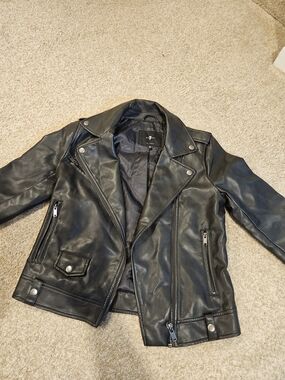 Black XS Faux Leather Moto Jacket - 7 for All Mankind